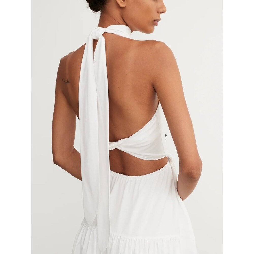 Vince NWT White Halter Dress Backless Tie Draped Neck Large